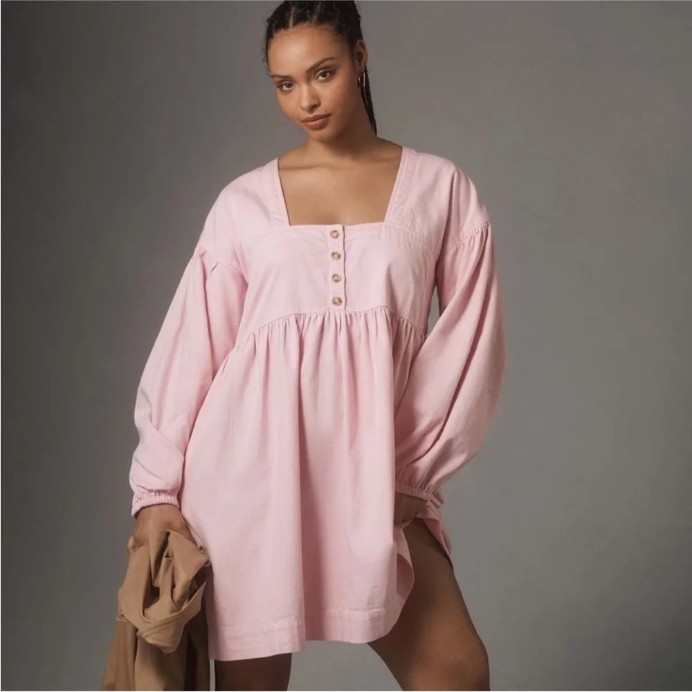 NWOT By Anthropologie Square Neck Babydoll Dress - Picture 6 of 8